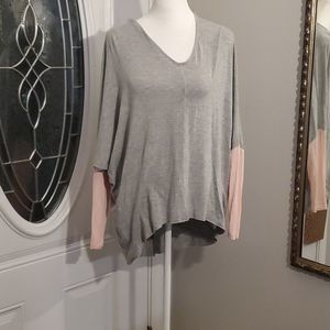 N/P long sleeve grey and pink blouse, one size, oversized, soft